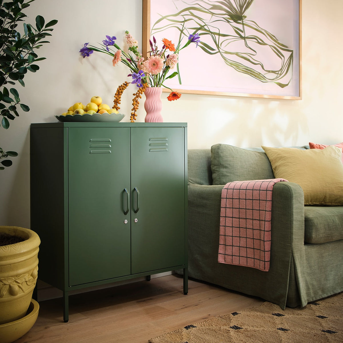 Sugar Cube Cabinet - Dark Olive