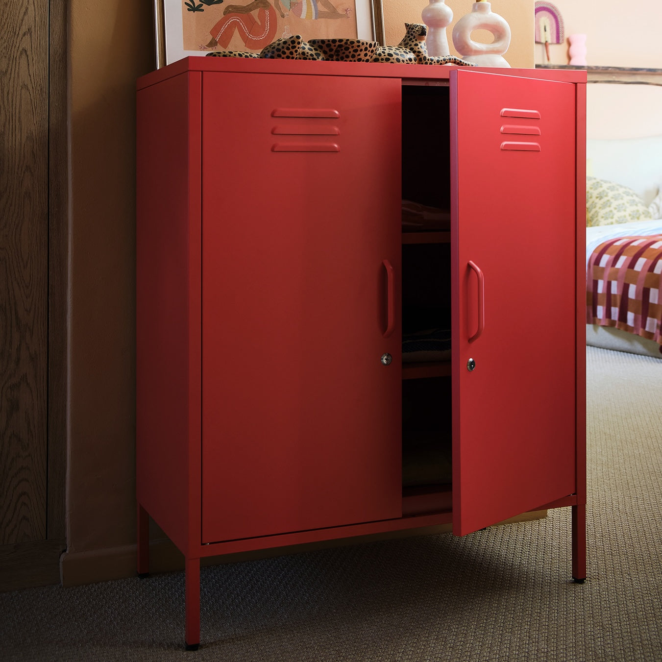 Sugar Cube Cabinet - Red Polka
